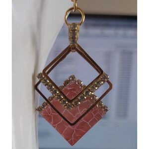 Pink Crackle Rhinestone Dangle Earrings‎